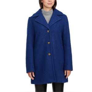 Badgley Mischka Indigo Stand Collar Flat Bouche Pea Coat Jacket Size XS